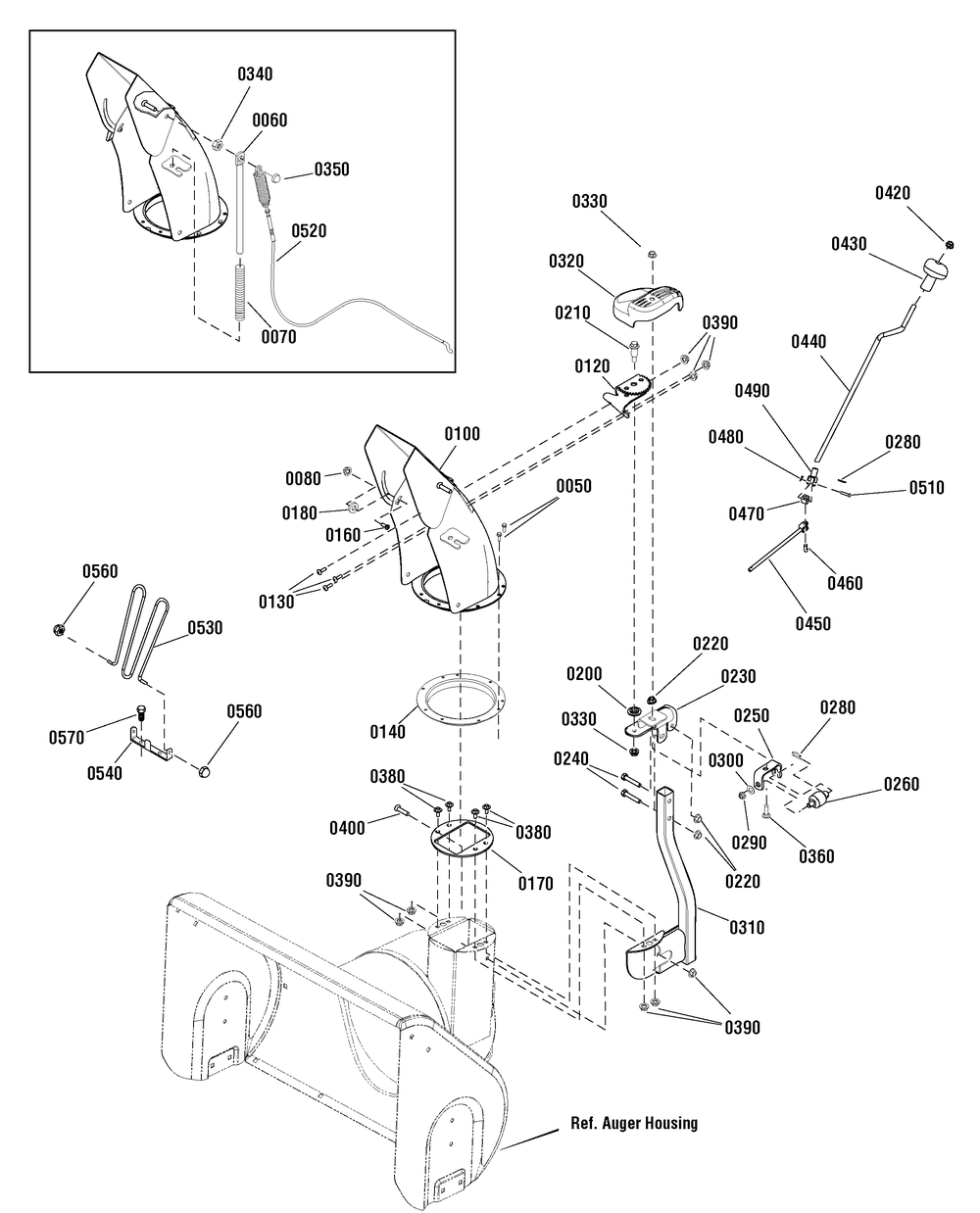 Discharge Chute Diagram and Parts List for 1696390-00-CM691150E  Briggs and Stratton Snow Blower